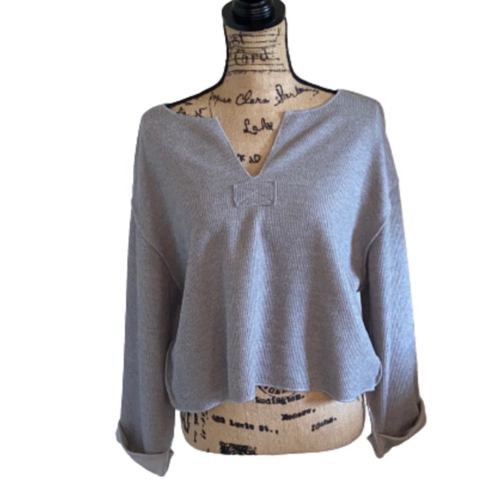 Urban Outfitters Gray Slouchy Ribbed Crop Top